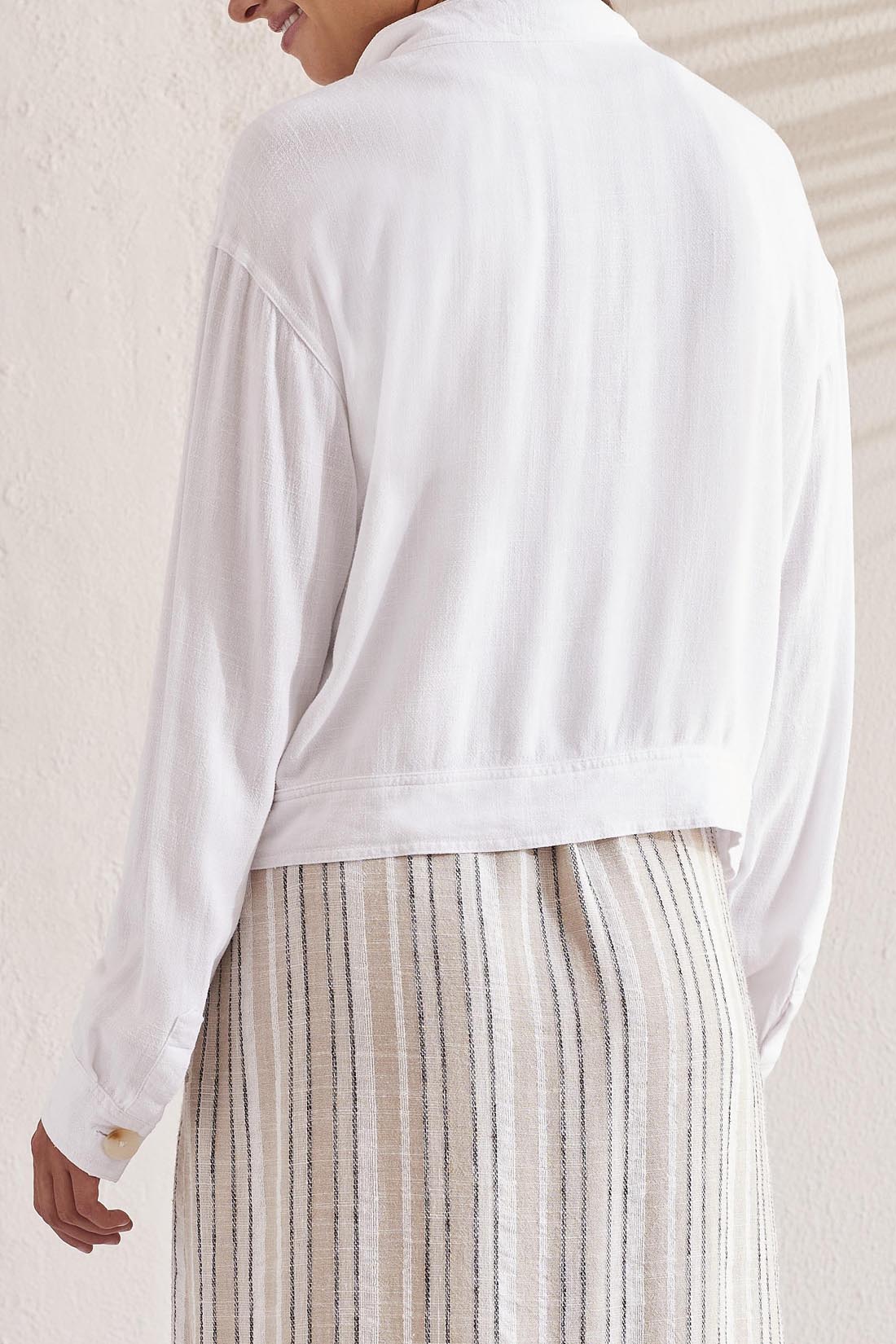 Cropped Chest Pocket Jacket White