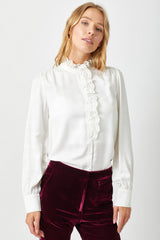 Eyelet Lace Collar Buttoned Blouse Ivory