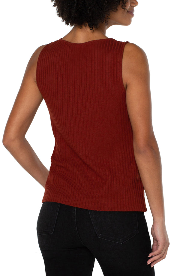 Sleeveless Boat Neck Rib Tank Deep Cinnamon
