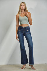 Mid Rise Front Pocket Flare Jeans Marina
