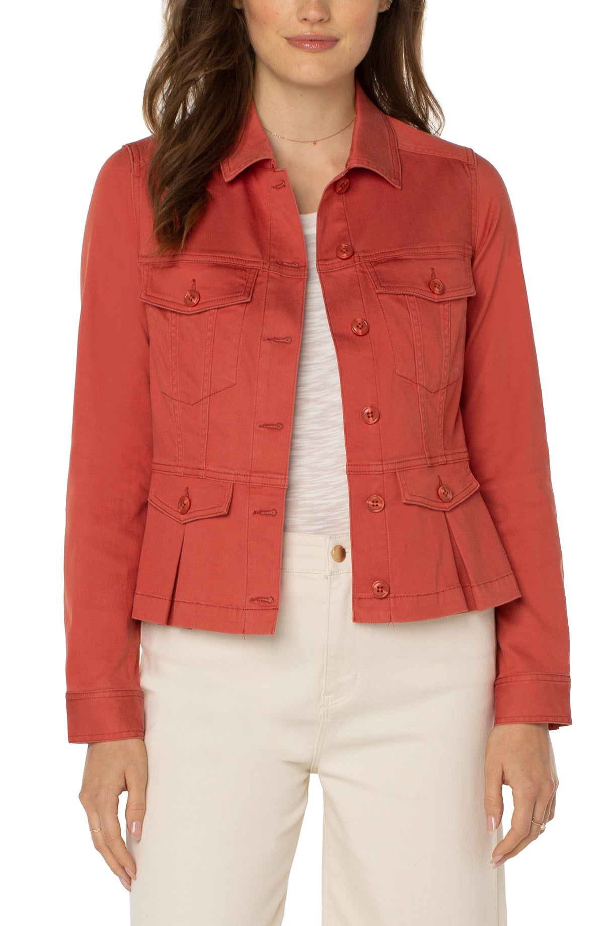 Collared Peplum Buttoned Jacket Desert Bloom