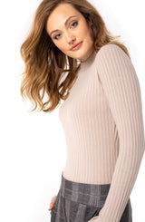 Mock Neck Long Sleeve Tee Taupe