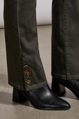 Audrey Vintage Button Hem Microflare Black Olive