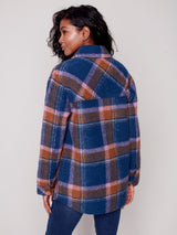 Boiled Wool Plaid Shirt Jacket Denim