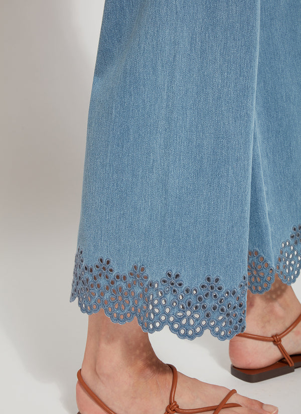 Eyelet Embroidered Wide Leg Crop Pant