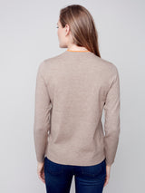 Asymmetric Contrast Zip Detail Knit Sweater Truffle