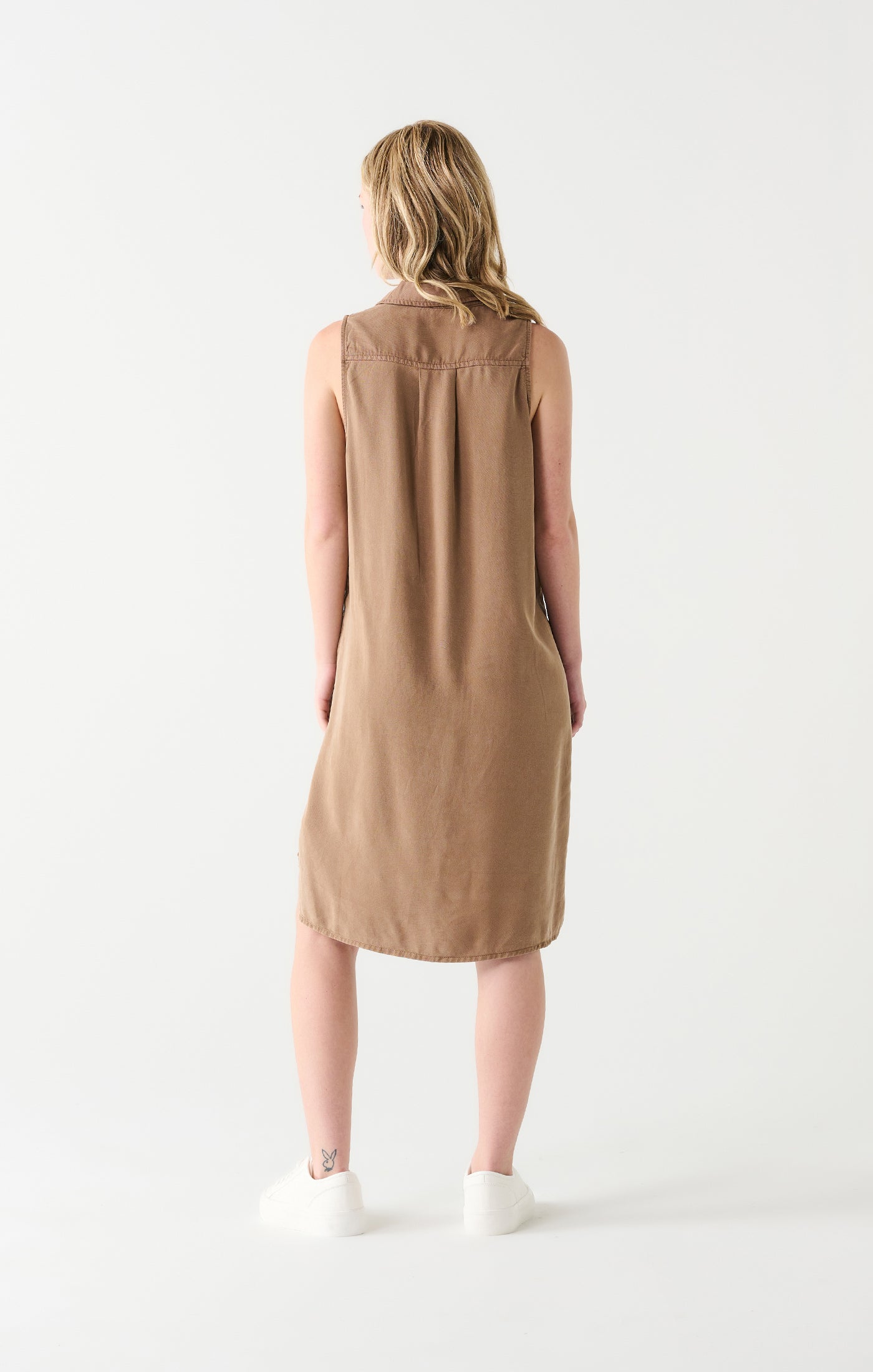 Collared Tencel Knee Length Dress Mocha