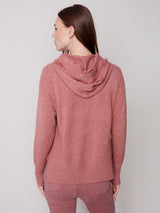 Fringe Detail Hoodie Sweater Heather Cinnamon