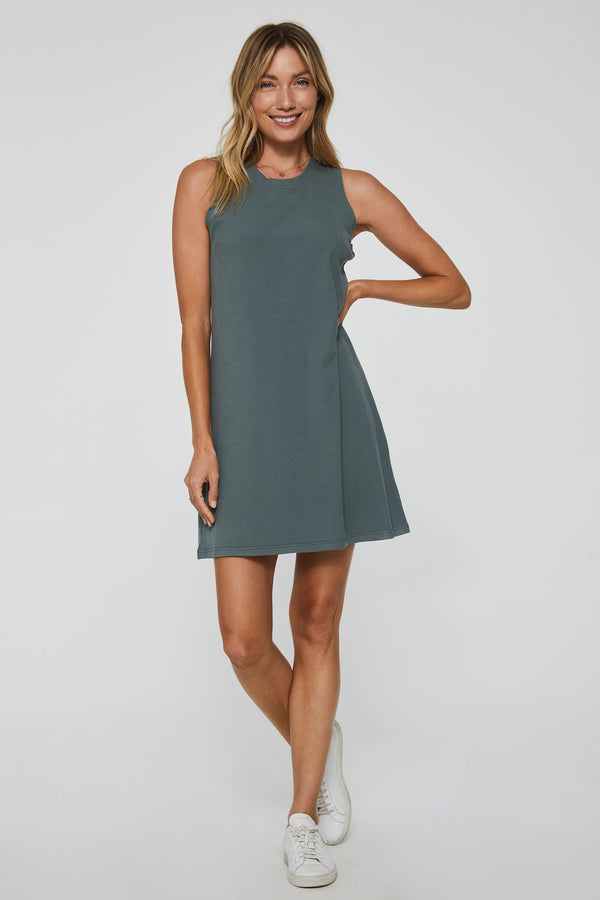 Justine High Neck Sleeveless Dress Sage Brush