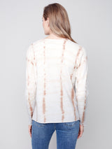 Dyed Print Vneck Sweater Light Grey