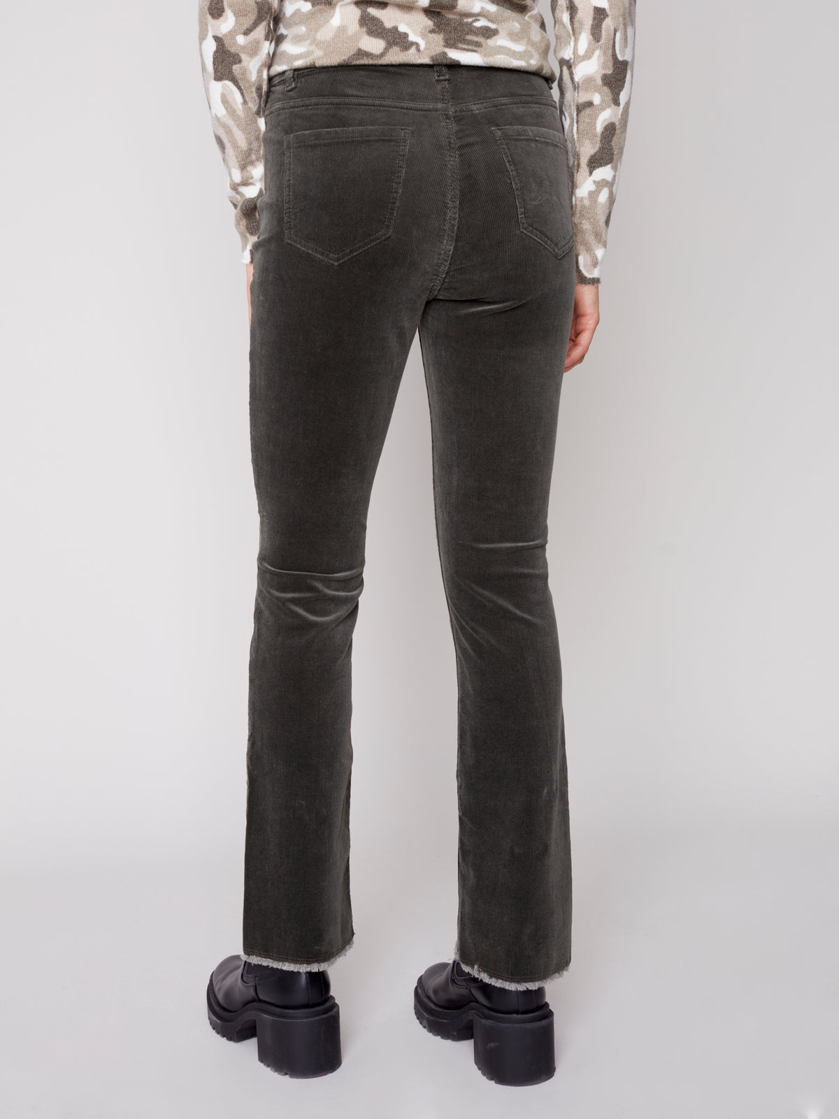 Asymmetric Hem Stretch Corduroy Flare Spruce