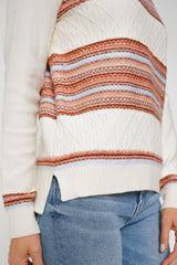 Multicolor Mix Stripe Pullover Sweater Ivory