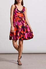 Short Tiered Knit Printed Dress Mauve Lush