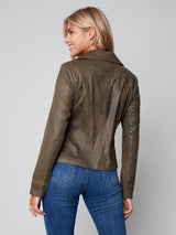 Vintage Suede Moto Jacket Pine
