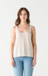 Woven Scoop Neck Tank Pearl