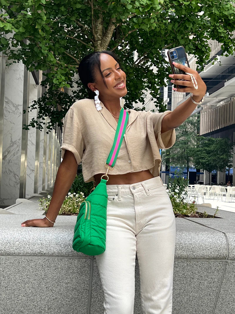 HydroBag Crossbody Kelly Green | Pink Green Stripe