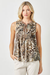 Burn Out Velvet Sleeveless Blouse Cocoa Multi