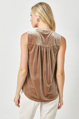 Burn Out Velvet Sleeveless Blouse Cocoa Multi