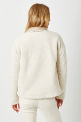 Teddy Bear Suede Collar Fur Jacket Almond
