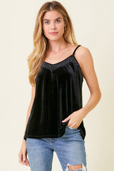 Mixed Velvet Cami Black
