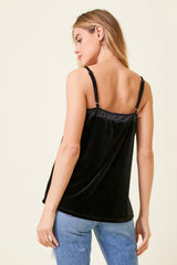 Mixed Velvet Cami Black