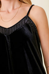 Mixed Velvet Cami Black