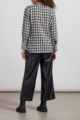 Fancy Houndstooth & Denim Shacket Black