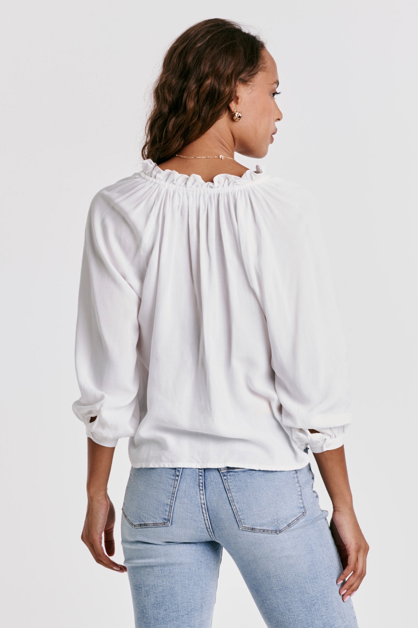 Jayla Crochet Ladder Deep Scoop Hem Top White