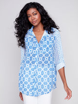 Crinkle Georgette Mix Print Blouse Geo