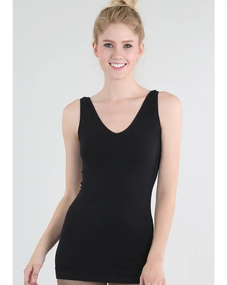 Reversible Wide Strap Jersey Tank Top Black
