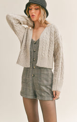 Rhia Cropped Sweater Cardi Off White Multi