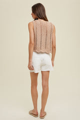 Double Tie Front Knit Vest Taupe