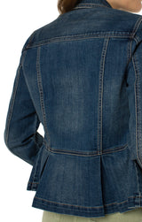 Collared Peplum Buttoned Jacket Seedling