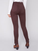 Pull On Twill Snap Hem Pant Chocolate
