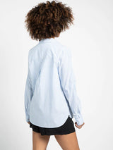 Bellina Button Down Shirt  Blue White Pinstripe
