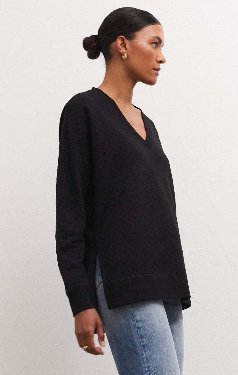 Quilted Modern Vneck Weekender Black