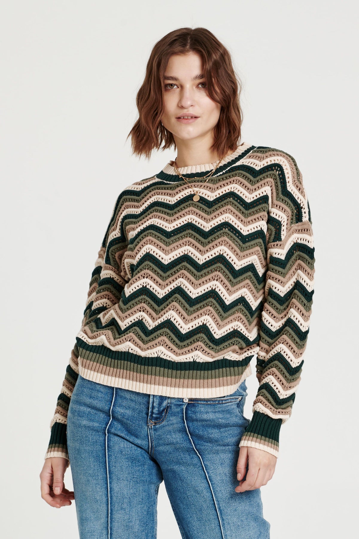 Alexis Variegated Chevron Sweater Forest