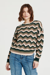 Alexis Variegated Chevron Sweater Forest