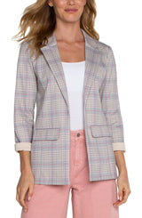 Princess Dart Boyfriend Blazer Fuchsia Kiss Plaid