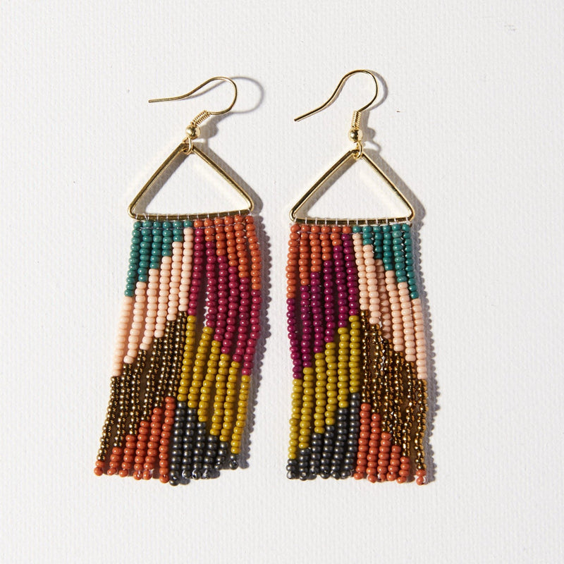 Whitney Chevron Stripes On Triangle Earrings Muted