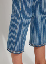 Shelli Crop Flare Denim Pant Midwash Double Pinstripe