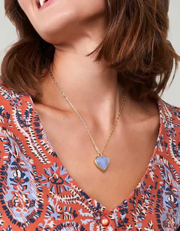 Full Heart 18" Necklace - Light Blue