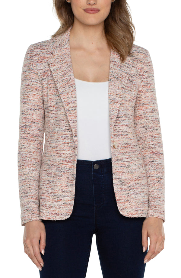 Fitted Notch Collar Printed Blazer Lava Flow Boucle