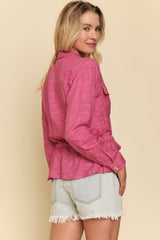 Adjustable Scarf Waist Jacket Berry
