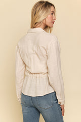 Adjustable Scarf Waist Jacket Oatmeal
