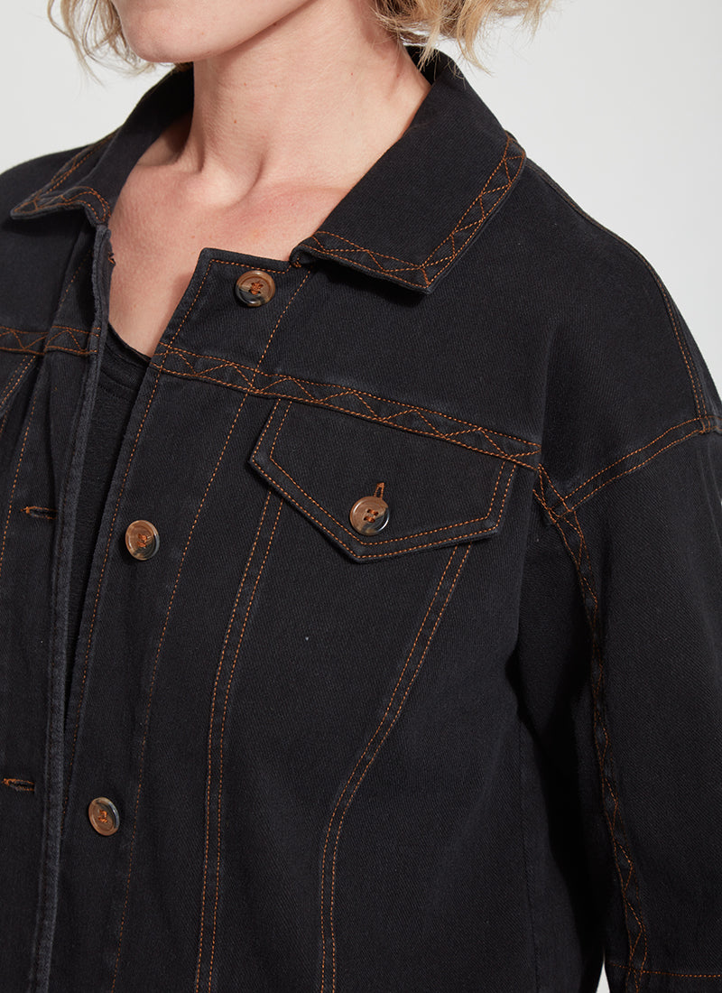 Peoria Crop Denim Jacket Midtown Black