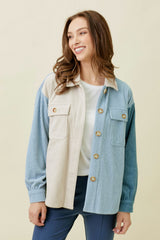 Hi Low Corduroy Colorblock Jacket Blue Mix