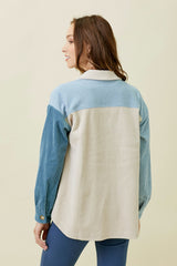 Hi Low Corduroy Colorblock Jacket Blue Mix