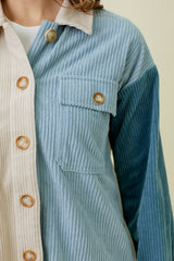 Hi Low Corduroy Colorblock Jacket Blue Mix
