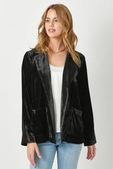 Velvet Oversized Open Jacket Black